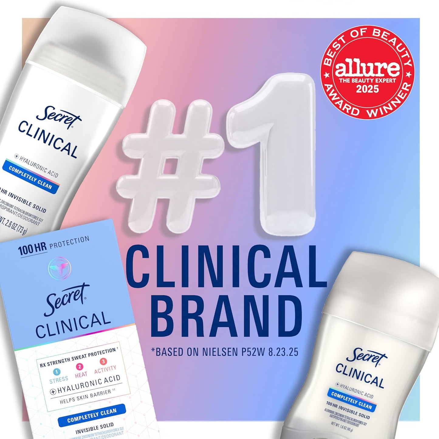 Clinical Strength Antiperspirant and Deodorant for Women, 3X Stress Sweat Protection, PH Balancing Minerals, Invisible Solid, Clean Lavender Scent, 2.6 Oz
