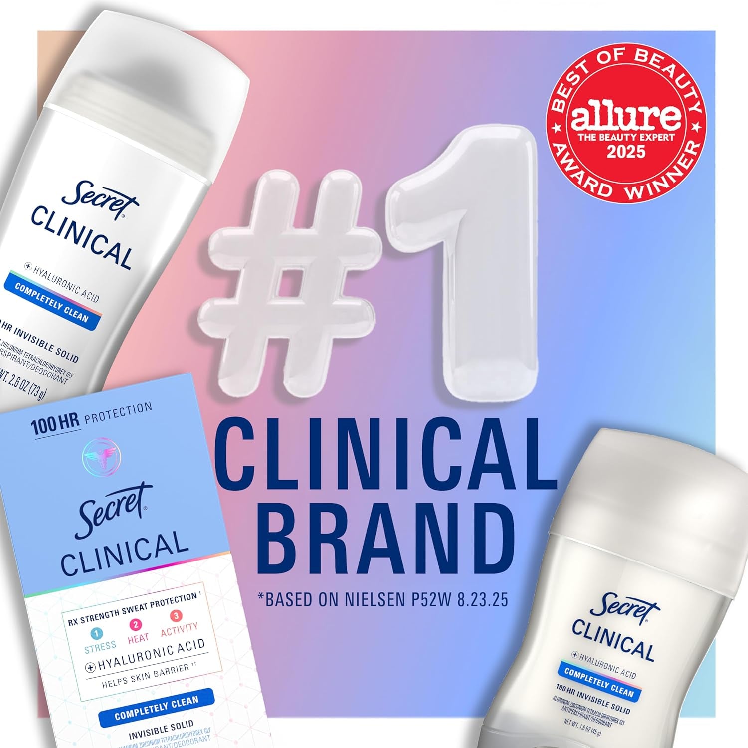 Clinical Strength Antiperspirant and Deodorant for Women, 3X Stress Sweat Protection, PH Balancing Minerals, Invisible Solid, Clean Lavender Scent, 2.6 Oz