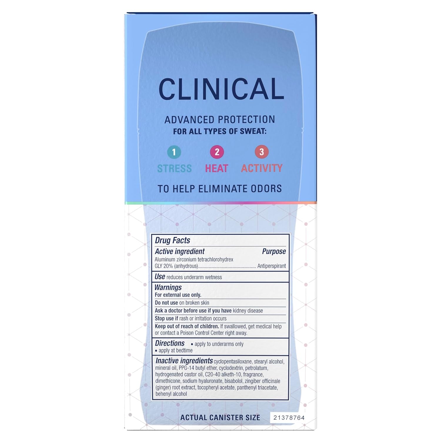 Clinical Strength Antiperspirant and Deodorant for Women, 3X Stress Sweat Protection, PH Balancing Minerals, Invisible Solid, Clean Lavender Scent, 2.6 Oz