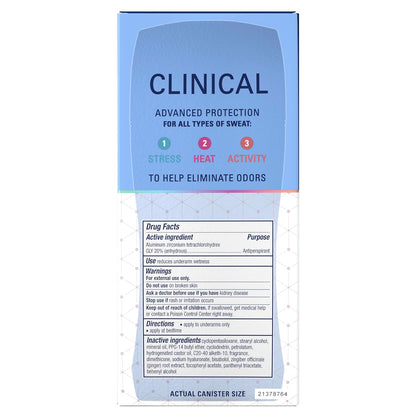 Clinical Strength Antiperspirant and Deodorant for Women, 3X Stress Sweat Protection, PH Balancing Minerals, Invisible Solid, Clean Lavender Scent, 2.6 Oz